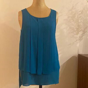 HD in Paris sz 6 teal deep turquoise in tank blouse layered details EUC